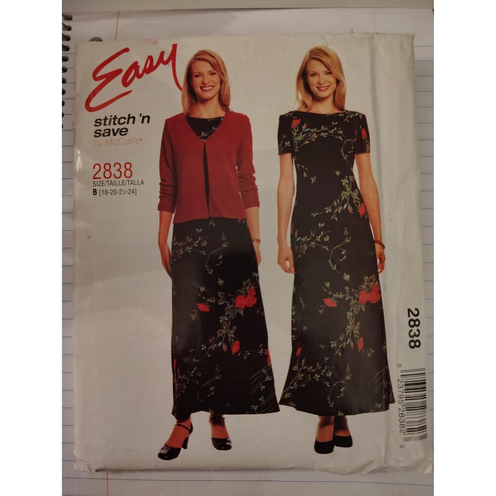 McCalls #2838  Size Tall B(16-18-20-22) FF Uncut Jacket and Dress 2000